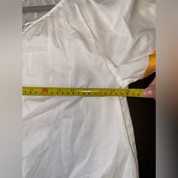 J.Crew Blouse 3/4 Sleeve embroidered White Yellow XS EUC - Picture 7 of 8